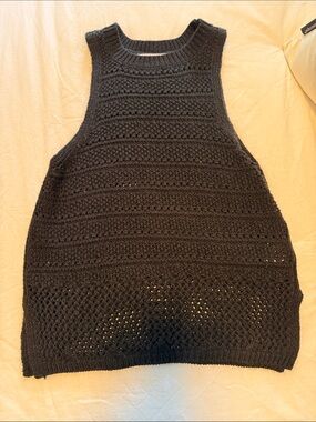 SO Black Crochet Knit Sleeveless Top